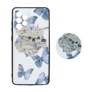 قاب طرح دار پاپ سوکت دار محافظ لنزدار Samsung A72 - کد 3345 - CH