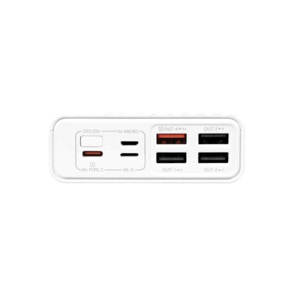 پاوربانک (فست شارژ) ریمکس 30000 میلی آمپر 22.5W مدل RPP-197 - سفید