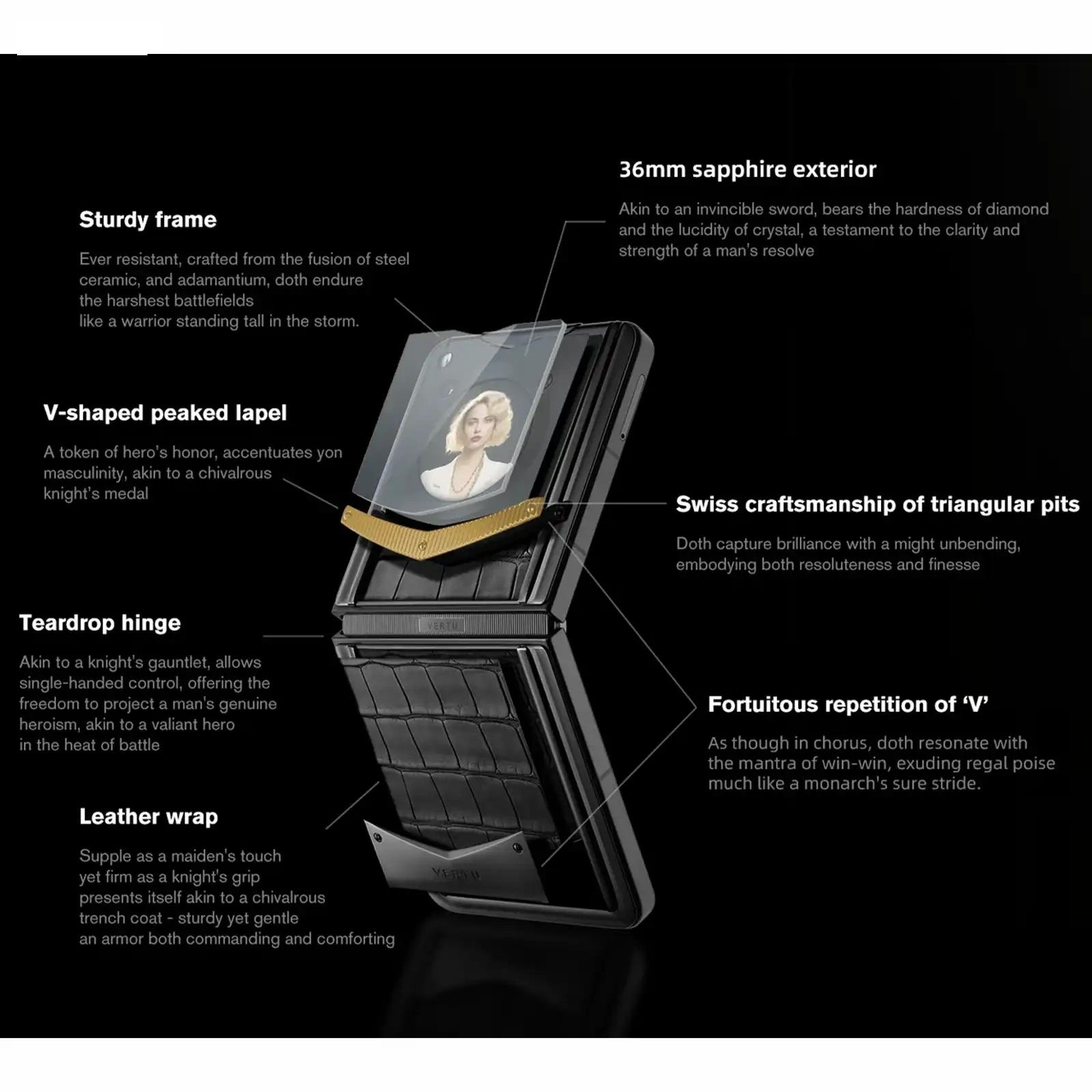 گوشی موبایل ورتو مدلVERTU VERONA JADE BLACK CALFSKIN 12GB+512GB